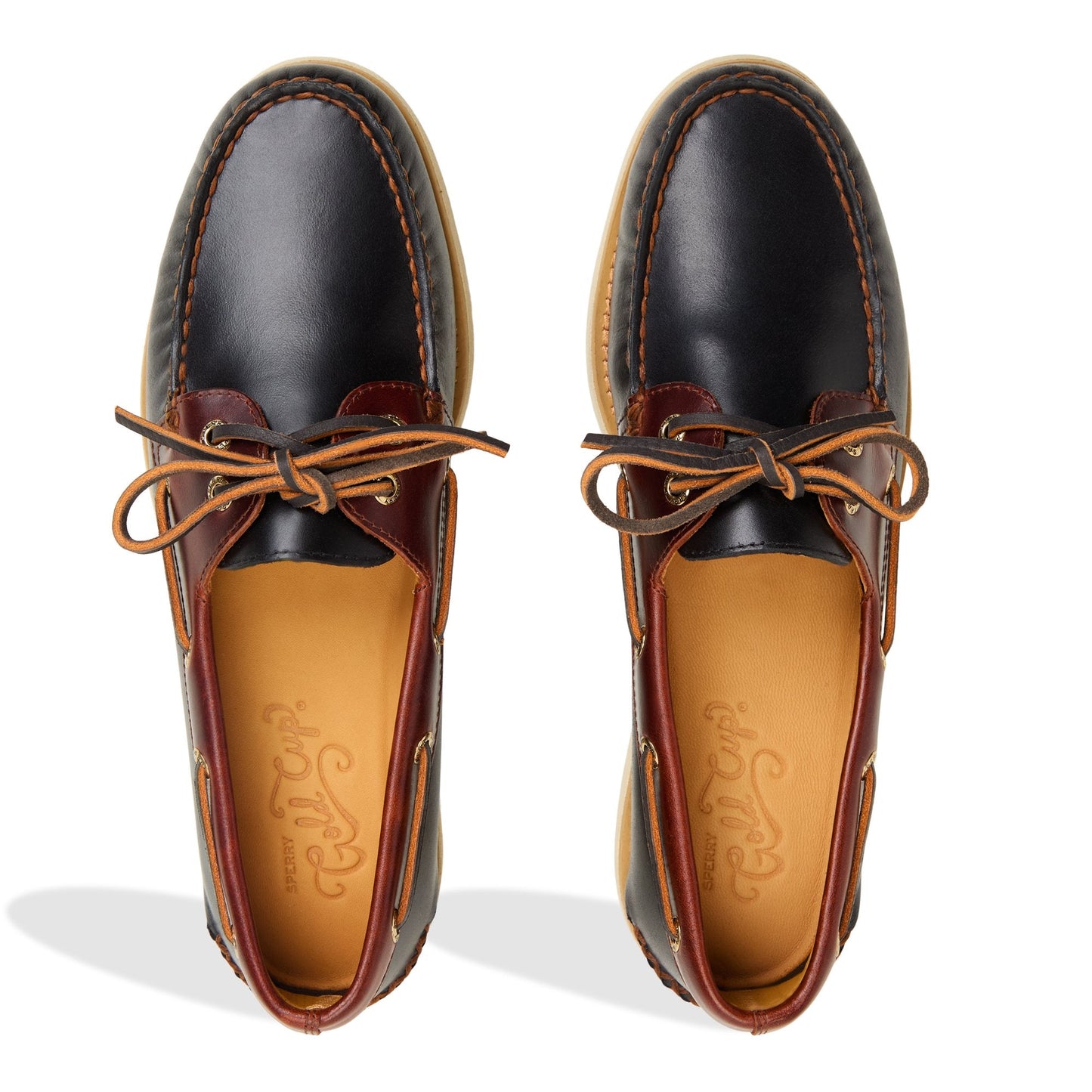 Gold Authentic Original™ 2-Eye Lite Boat Shoe Black Combo Men's Leather