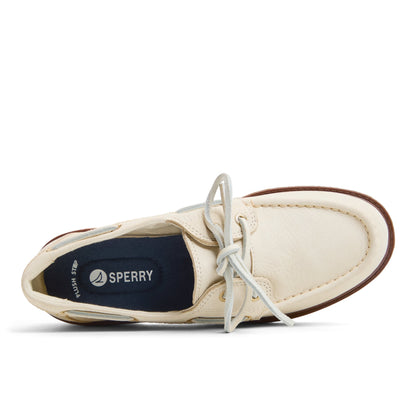 Wells boat Cream Women's Leather